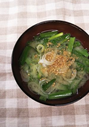 元気が出るよ♪にらとネギの味噌汁-レシピのメイン写真