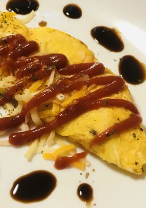 シンプル●プレーンオムレツ＆バルサミコ酢-レシピのメイン写真