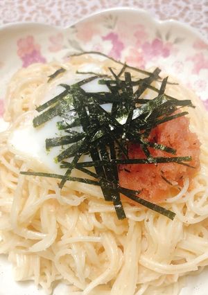和風明太バター素麺温玉乗っけ-レシピのメイン写真