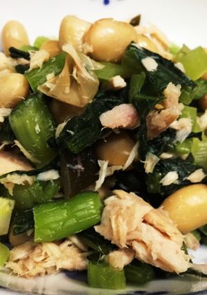 野沢菜漬と大豆のツナ和え-レシピのメイン写真