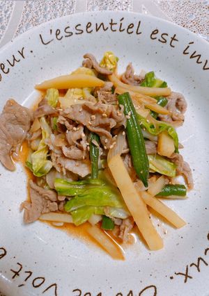 豚肉と春野菜たっぷりの生姜焼き風炒め☆★-レシピのメイン写真