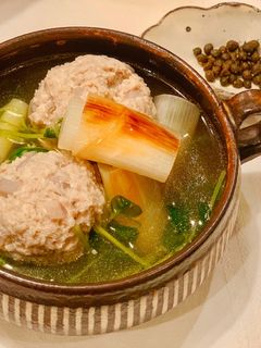 蓮根つくねと焼きねぎのスープ鍋-レシピのメイン写真