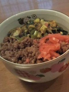 サラダ・ラティーナの葉でそぼろご飯-レシピのメイン写真