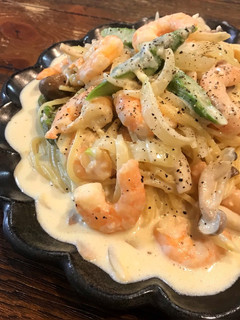 野菜たっぷり♡濃厚海老クリームパスタ-レシピのメイン写真