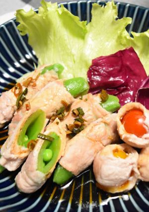スナップエンドウとミニトマトの肉巻き-レシピのメイン写真
