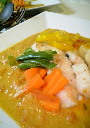 白身魚・温野菜のイエローカレーソース-レシピのメイン写真