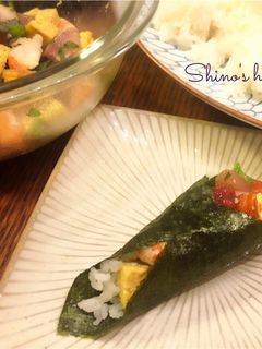 簡単!節約!豪華!バラチラシ的手巻き寿司-レシピのメイン写真