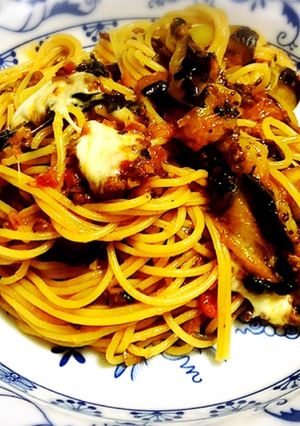 ナスとほうれん草のミートソーススパゲティ-レシピのメイン写真