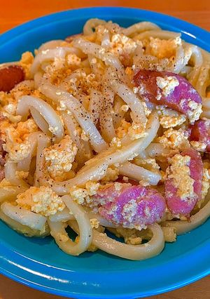 混ぜて炒めるだけ！超簡単カルボうどん-レシピのメイン写真