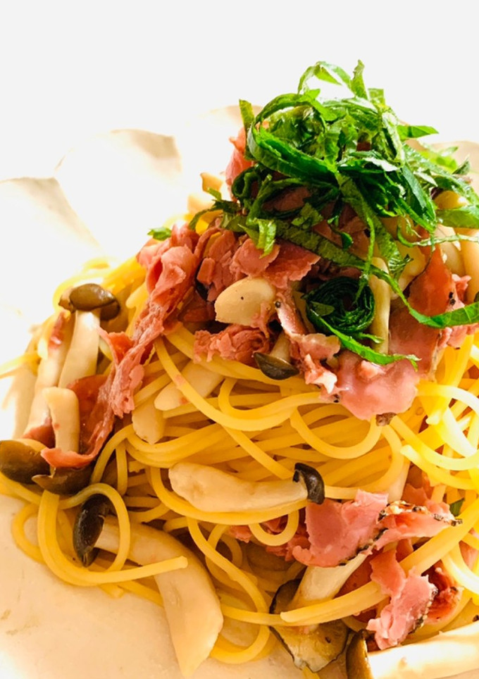 15分で完成！きのことハムの和風パスタ-レシピのメイン写真