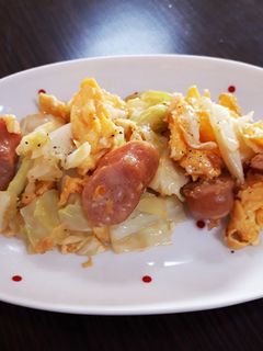 ウインナーとキャベツと卵のオイマヨ炒め-レシピのメイン写真