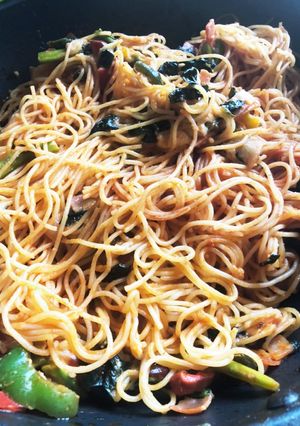 ベーコンと野菜のケチャップパスタ-レシピのメイン写真