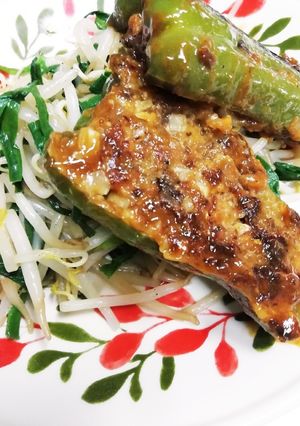 サバ缶のピーマン肉詰め☆☆お魚食べよう-レシピのメイン写真