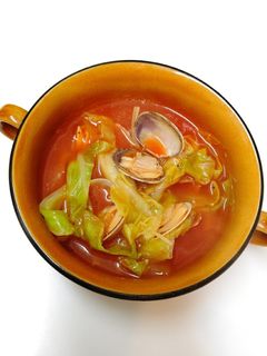 簡単!あさりとキャベツのトマトスープ-レシピのメイン写真