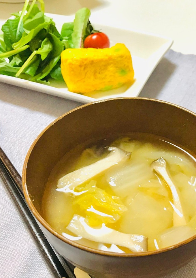 簡単・白菜とエリンギのお味噌汁-レシピのメイン写真