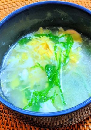水菜とふわふわ卵のスープ-レシピのメイン写真