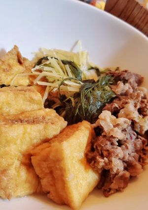 簡単時短料理★牛肉と厚揚げと水菜煮-レシピのメイン写真