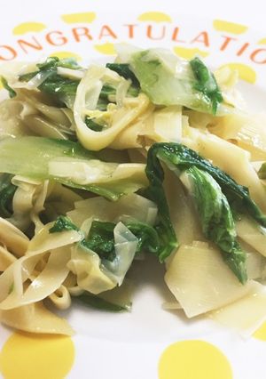 たけのこの薄皮と山東菜の炒め物-レシピのメイン写真