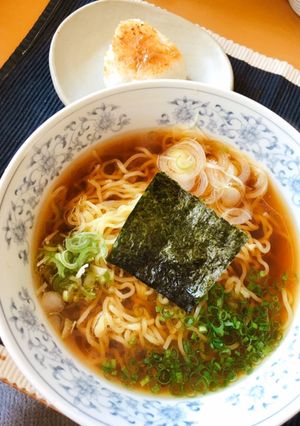 1人分レシピ；自粛ラーメンと焼きおにぎり-レシピのメイン写真