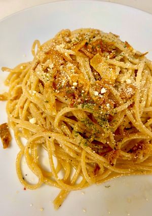 全粒粉パスタのペペロンチーノ-レシピのメイン写真