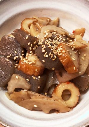 蓮根竹輪蒟蒻金平w-レシピのメイン写真