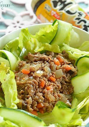 レタスときゅうりのひき肉あん掛け♪-レシピのメイン写真