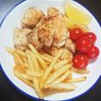 塩麹鶏肉揚げとフライドポテト