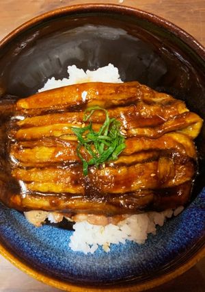 鰻に見えないかな？茄子の蒲焼き丼(^^)-レシピのメイン写真