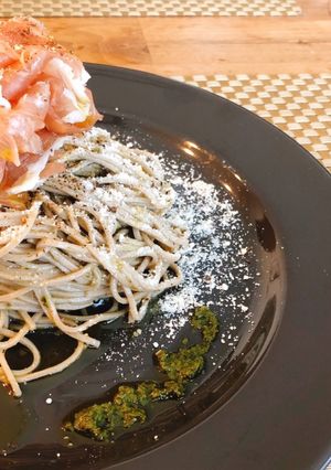 オリーブオイル香る冷製ジェノベーゼ蕎麦-レシピのメイン写真