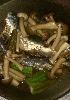鰯とオクラとしめじのざくろ酢煮-レシピのメイン写真