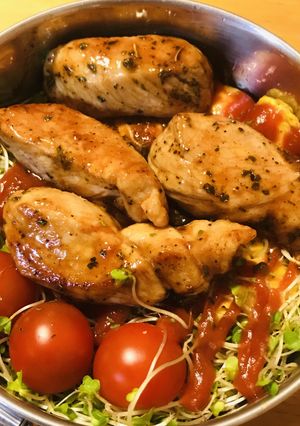 丼弁当●豚肉ステーキ&オムライスの丼-レシピのメイン写真