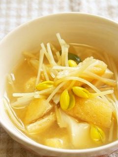 大鰐温泉もやしと豆腐の味噌汁♪-レシピのメイン写真
