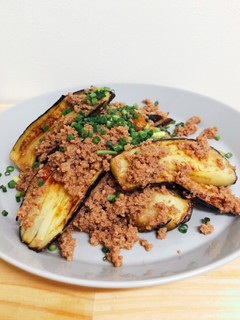 ご飯がすすむ!焼きナスのそぼろがけ-レシピのメイン写真