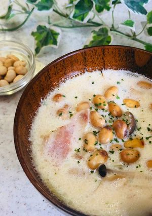 栄養満点！煎り大豆の味噌ミルクスープ-レシピのメイン写真