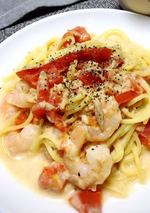 エビとトマトのクリームパスタ-レシピのメイン写真