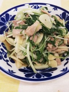 スピード料理!水菜のにんにく炒め-レシピのメイン写真