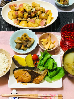 ブリの照り焼きメインで夕飯の献立-レシピのメイン写真