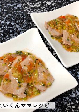 離乳食後期★野菜ソースとまぐろステーキ-レシピのメイン写真