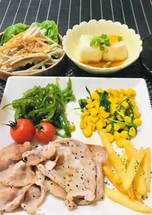 夕飯献立・豚ロースメインでバランスよく♬-レシピのメイン写真