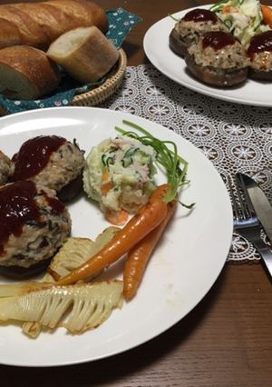 椎茸肉詰め(蒸し)ヘルシー料理-レシピのメイン写真