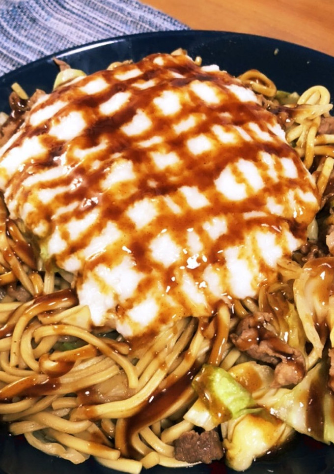 男飯。超簡単、とろろ焼きそば♪-レシピのメイン写真