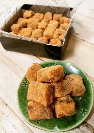 レンジだけで簡単♪かぼちゃクルミあん餅-レシピのメイン写真