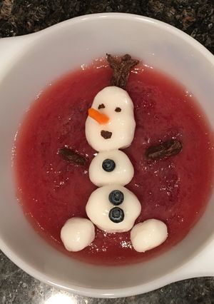 キャラ弁？おやつ☆ゼリーと白玉でオラフ-レシピのメイン写真