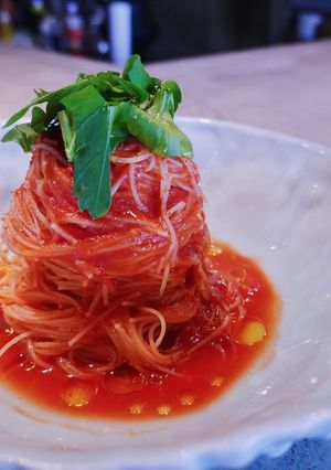 まるでパスタ！冷製トマトの焼ビーフン-レシピのメイン写真