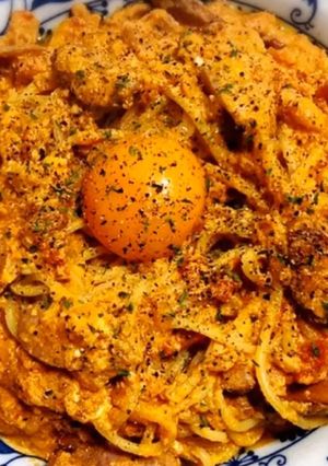 チリトマトソースカルボナーラスパゲティ-レシピのメイン写真