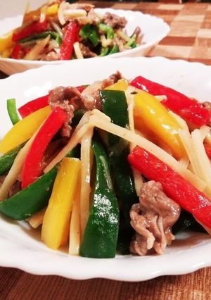 焼肉のタレで簡単味付け☆レンチン青椒肉絲-レシピのメイン写真