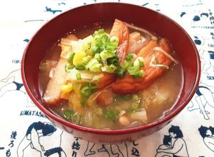薩摩揚げキャベツえのき玉葱の味噌汁♡　-レシピのメイン写真