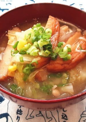 薩摩揚げキャベツえのき玉葱の味噌汁♡　-レシピのメイン写真