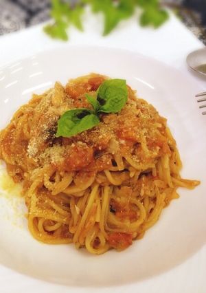 サバ缶のトマトスパゲティ-レシピのメイン写真