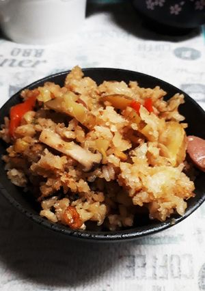 簡単フライパン炊き込みご飯！みそ味♪-レシピのメイン写真